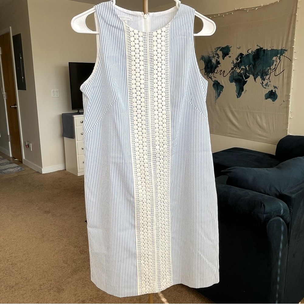 NWOT Striped Sleeveless Dress with Lace Detail